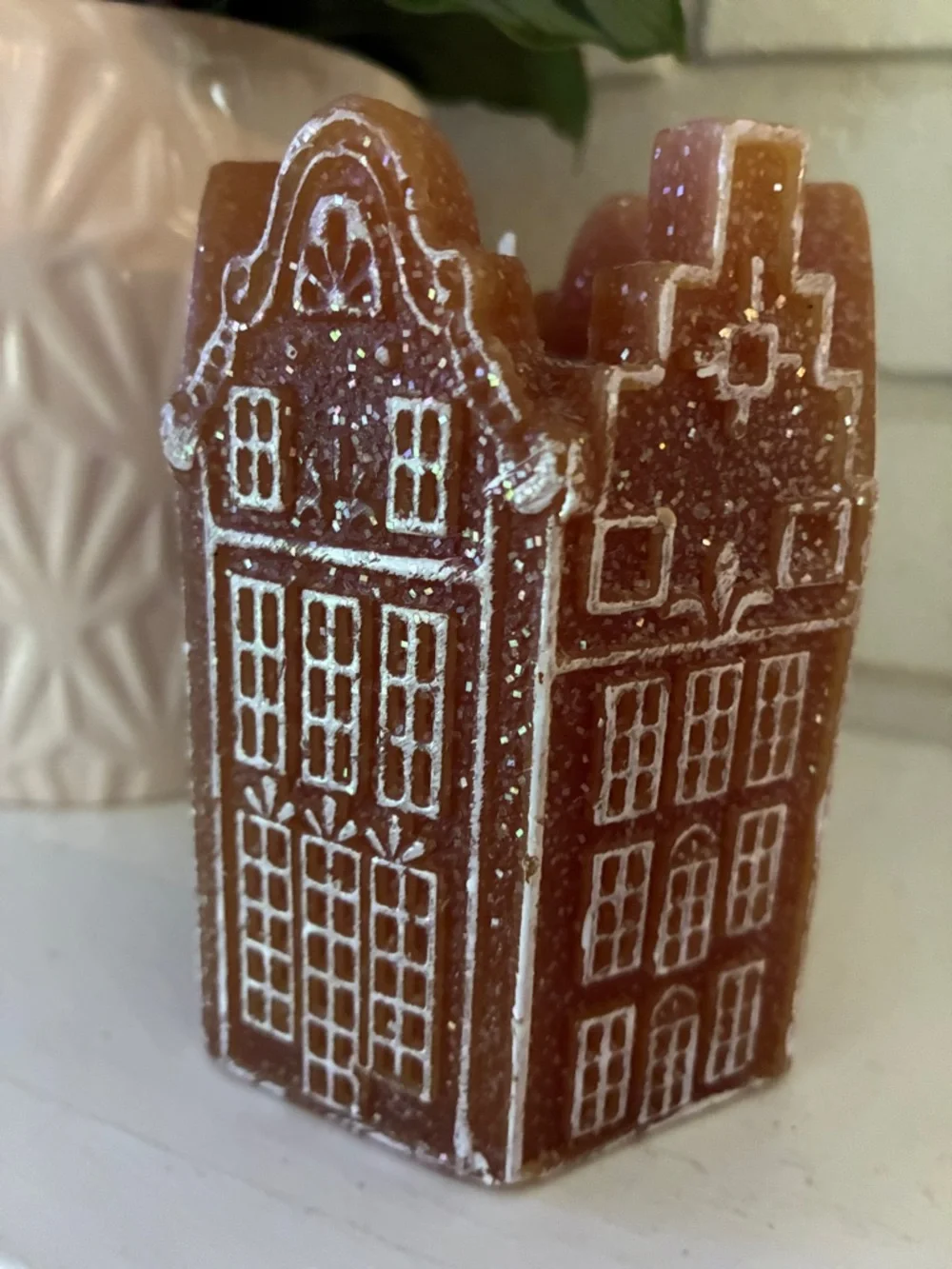 Decorative Gingerbread House Theme Four Inch Candle - Picture 5 of 7